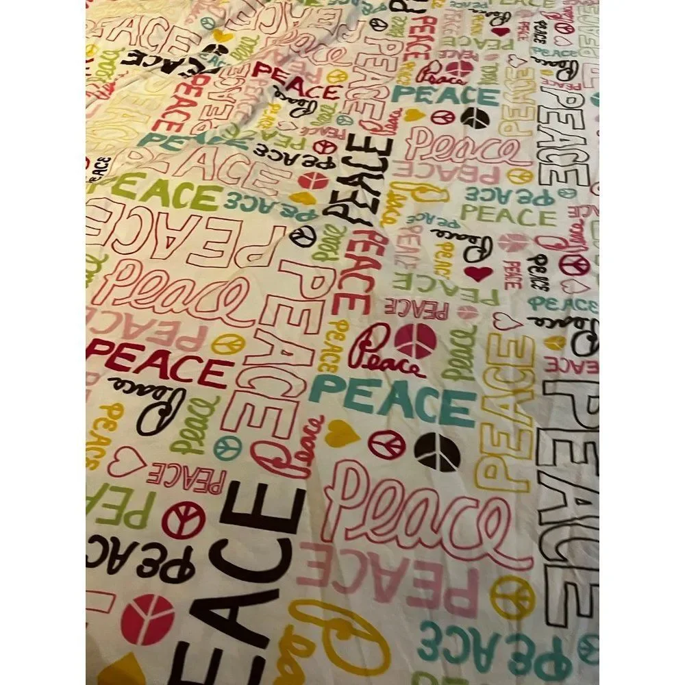 Colorful POTTERY BARN TEEN full queen duvet cover PEACE